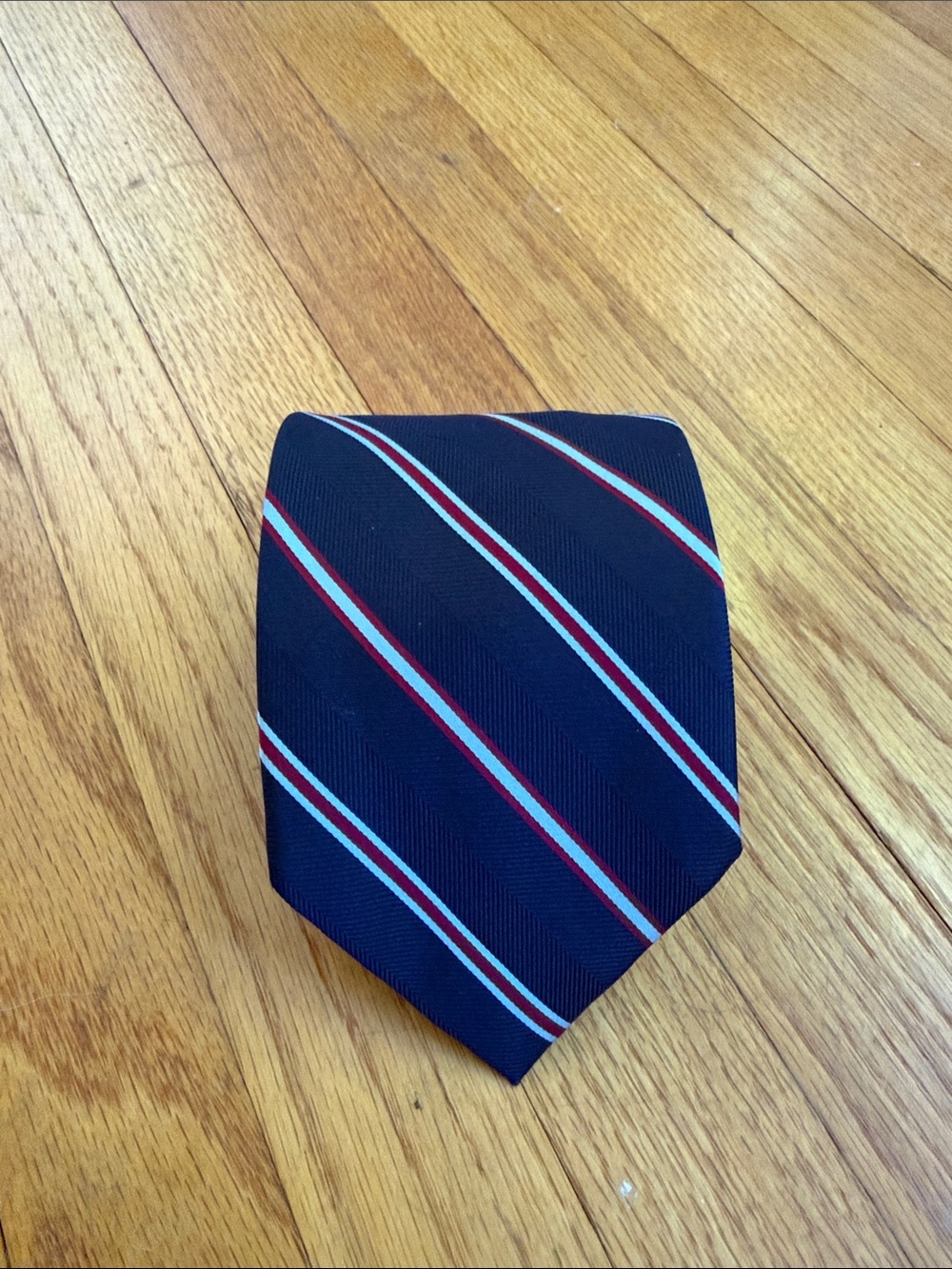 Brooks Brothers 346 Pure Silk Necktie Men OS Striped Navy Light Blue Red